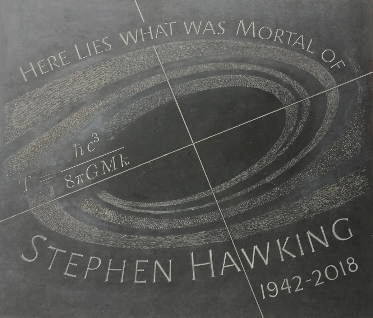 This is the memorial stone on Stephen Hawking's grave in Westminster Abbey which carries his most famous equation, describing the entropy of a black hole.