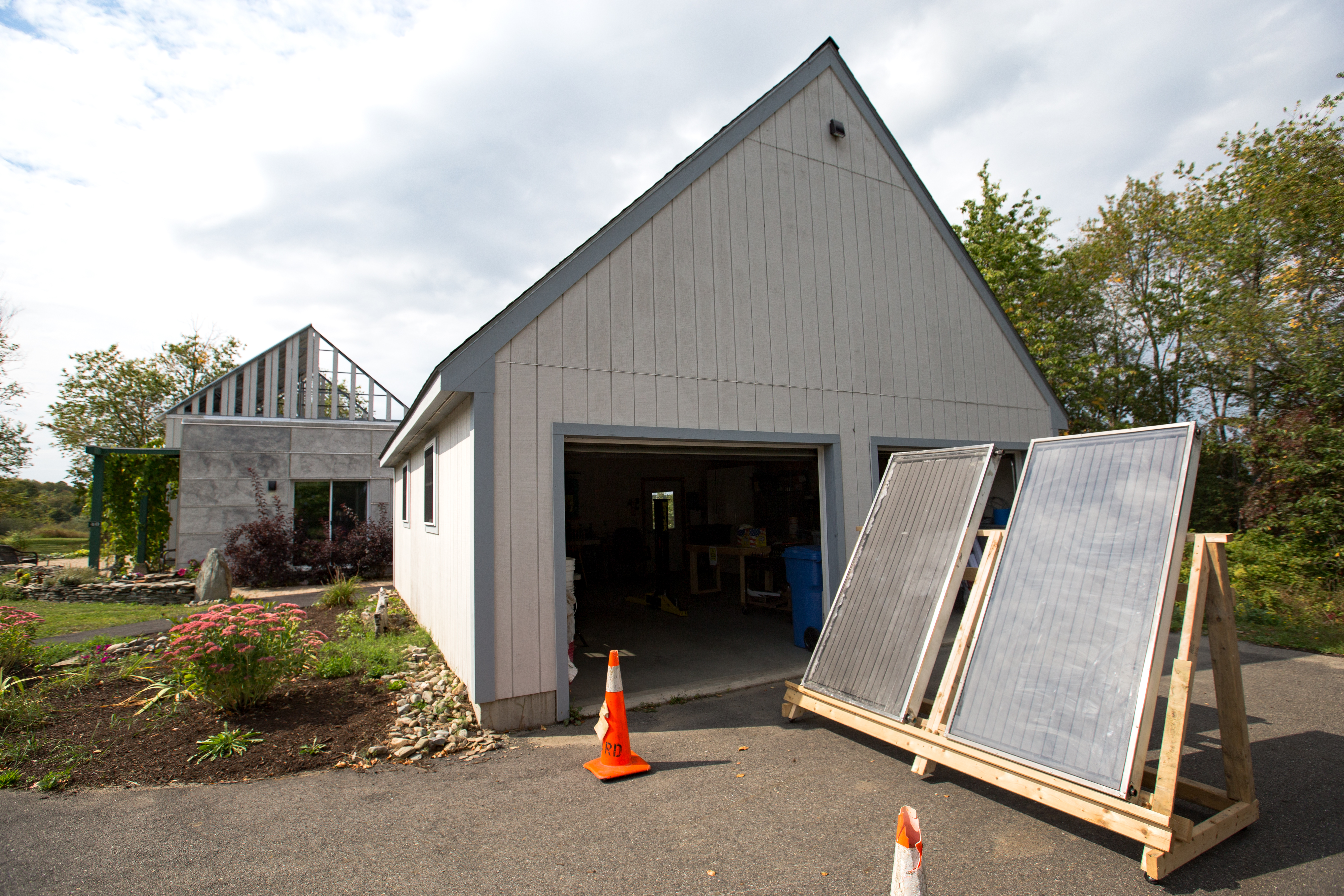 Two White House solar panels in store at Unity College in Maine, USA.