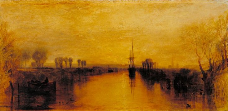 Chichester Canal by William Turner. Some have suggested the yellow haze in the image was inspired by atmospheric conditions during the Year Without Summer. Image: TATE