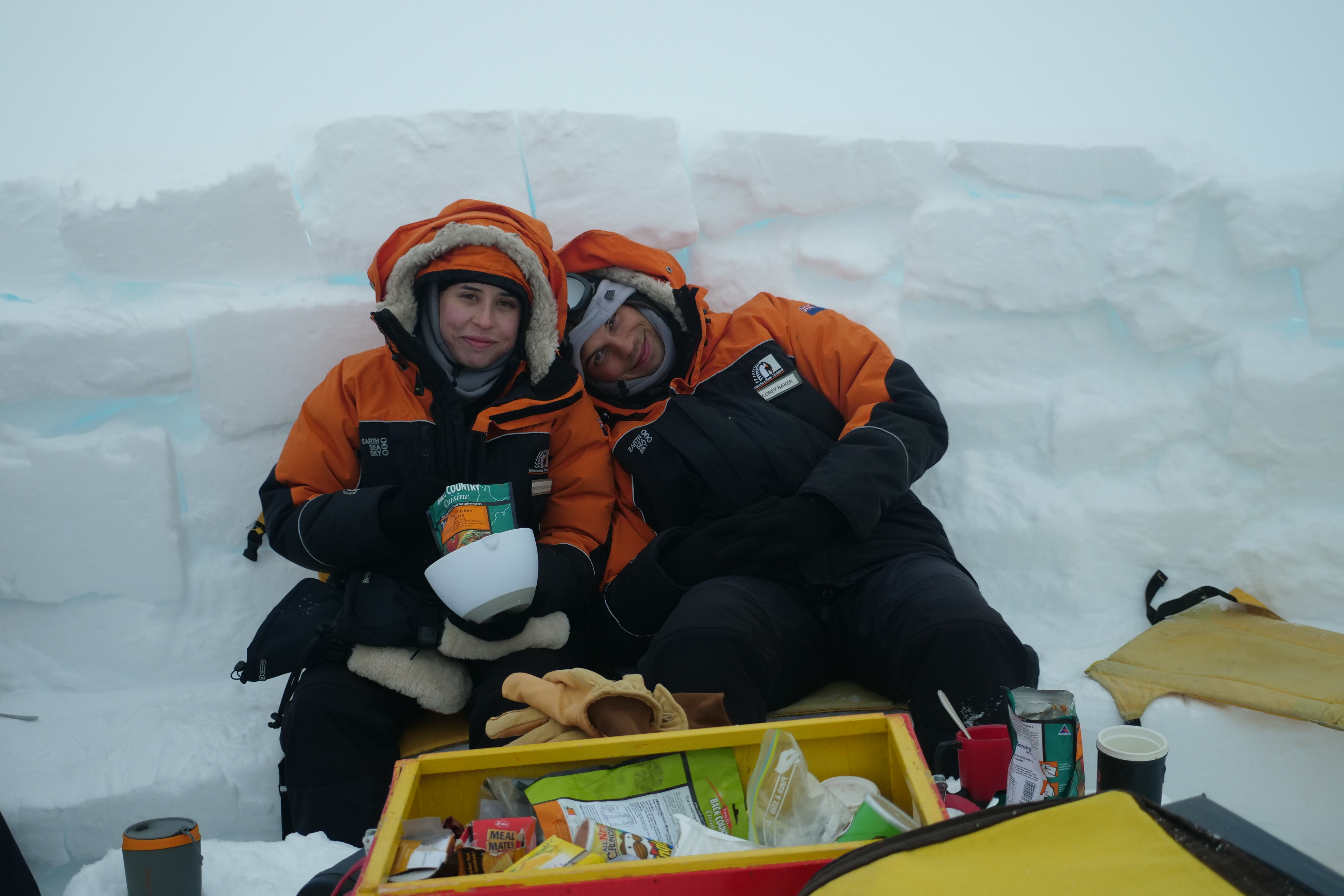 Madeleine Graham and Corey Baker in Antarctica for the filming of Antarctica: The First Dance. Copyright Jacob Bryant