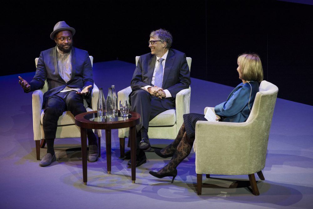 will.i.am, Bill Gates and Evening Standard editor Sarah Sands at Contagion Lates, October 2016