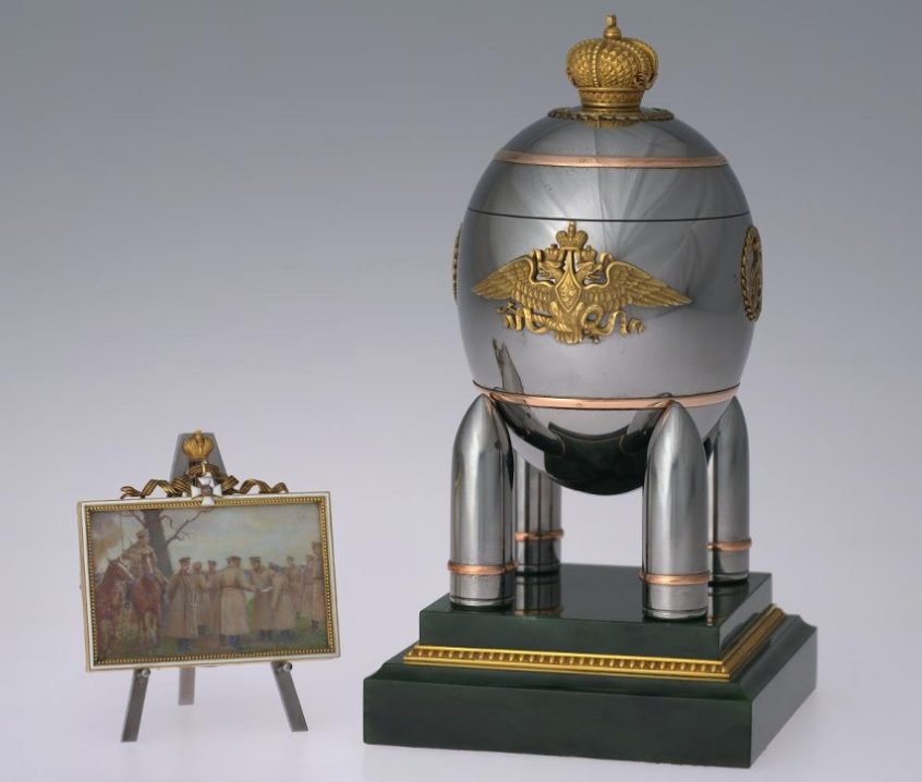 Faberge Firm Imperial Steel Easter Egg, 1916, c.The Moscow Kremlin Museums