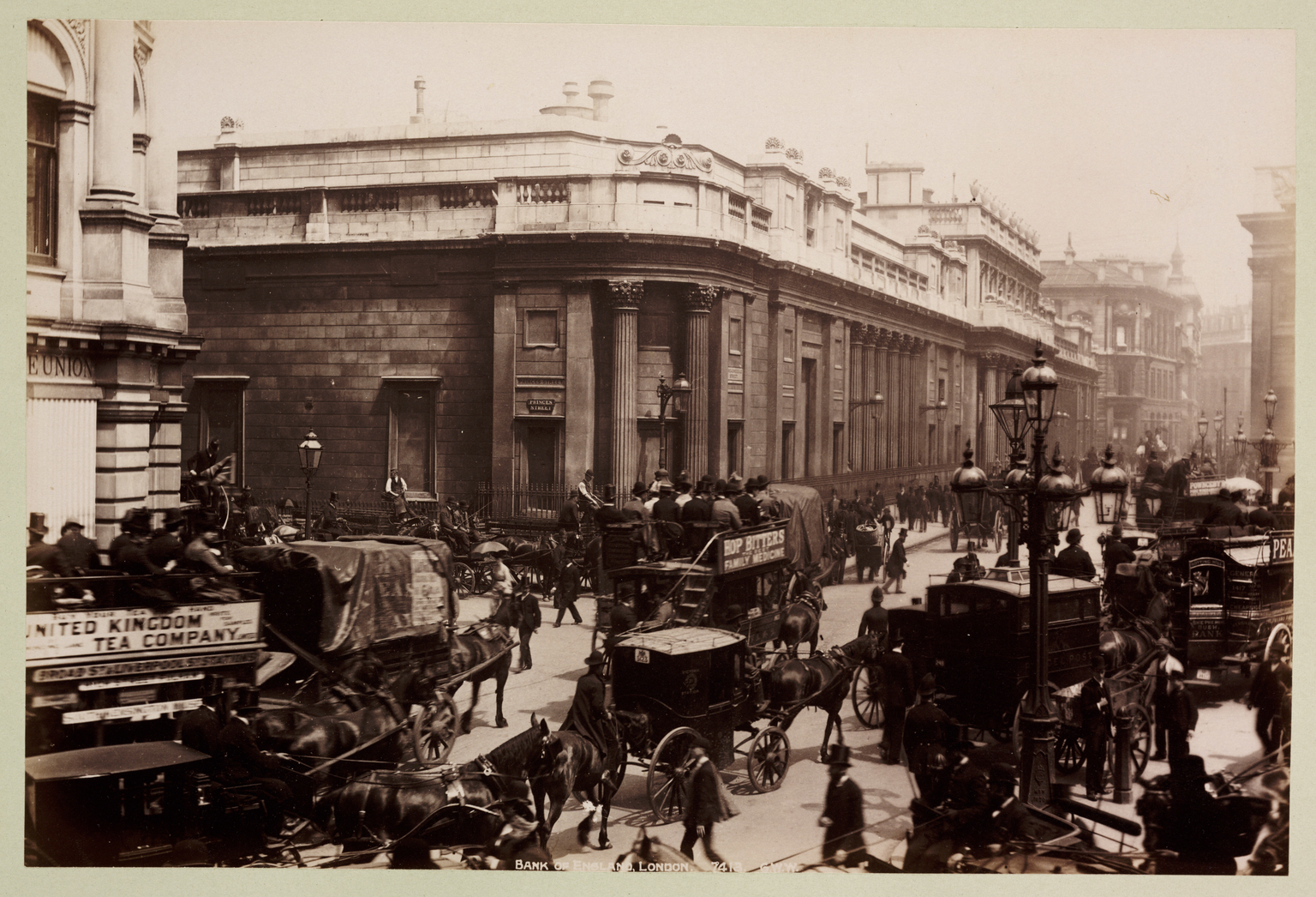 A photograph of the Bank of England building published by George Washington Wilson around 1890. 