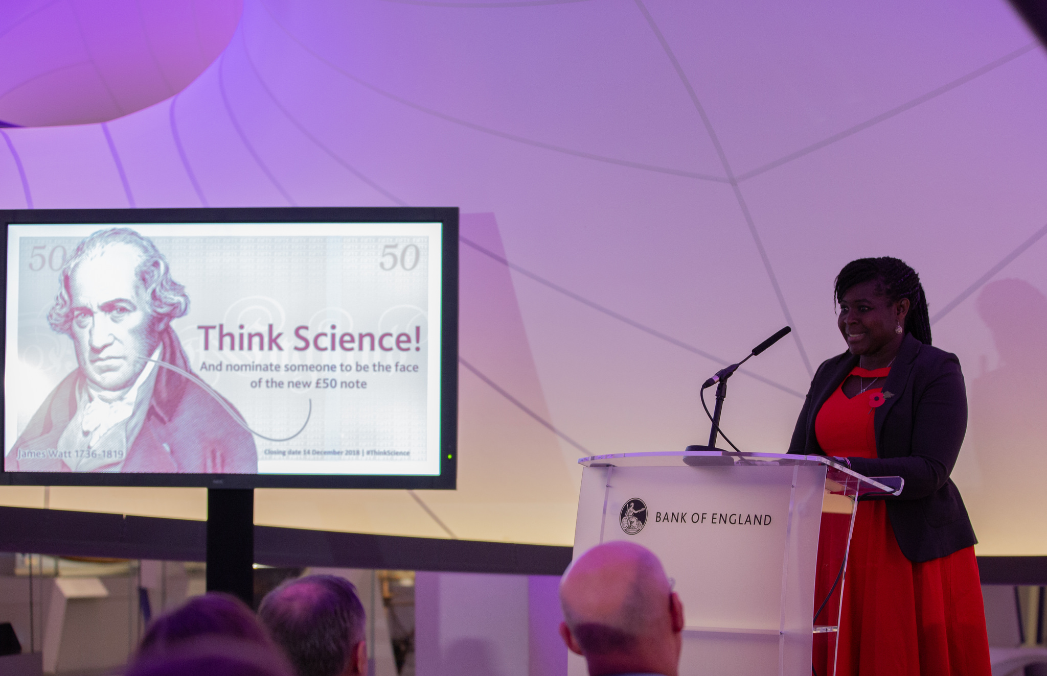 Dr Maggie Aderin-Pocock speaking at the Science Museum