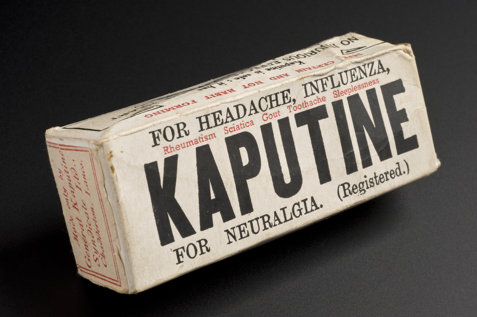 Box of Kaputine medicine, England, 1930-1950