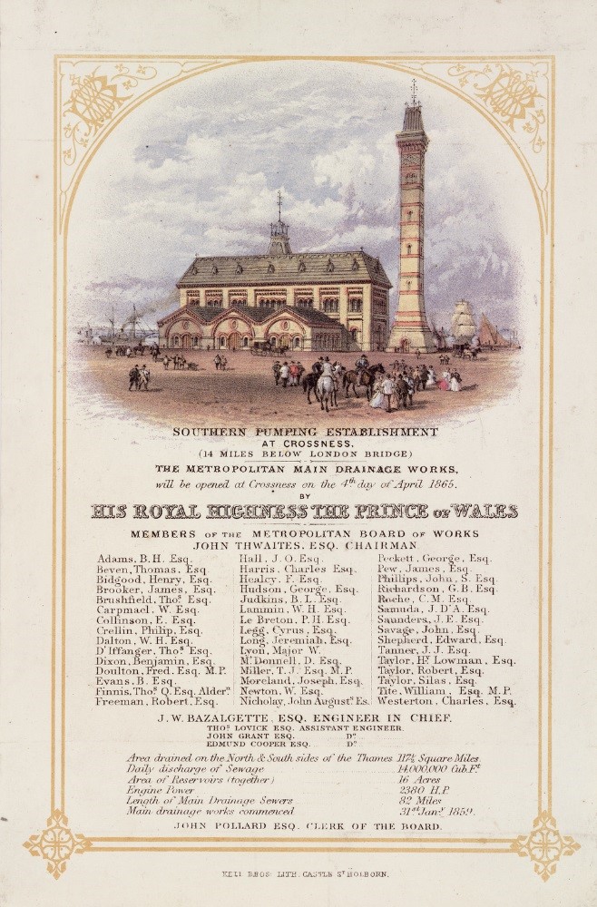 Invitation to the opening of Crossness pumping station, April 1865