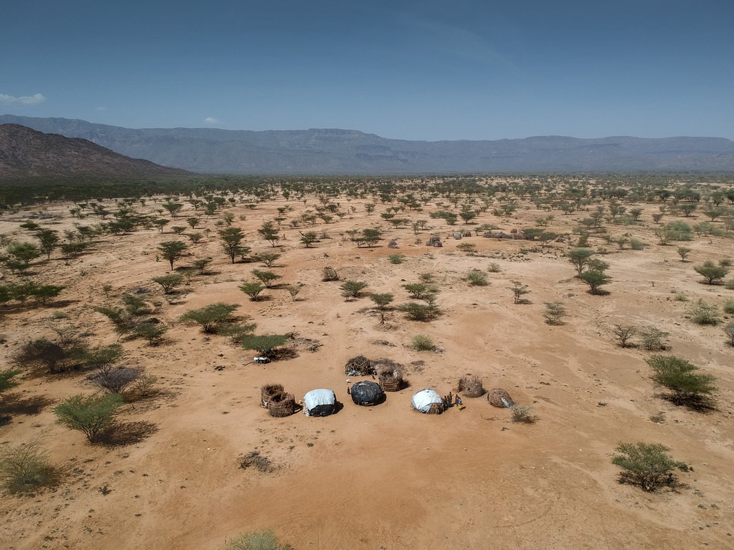 Ariel view of pastoralist settlement in northern Kenya
