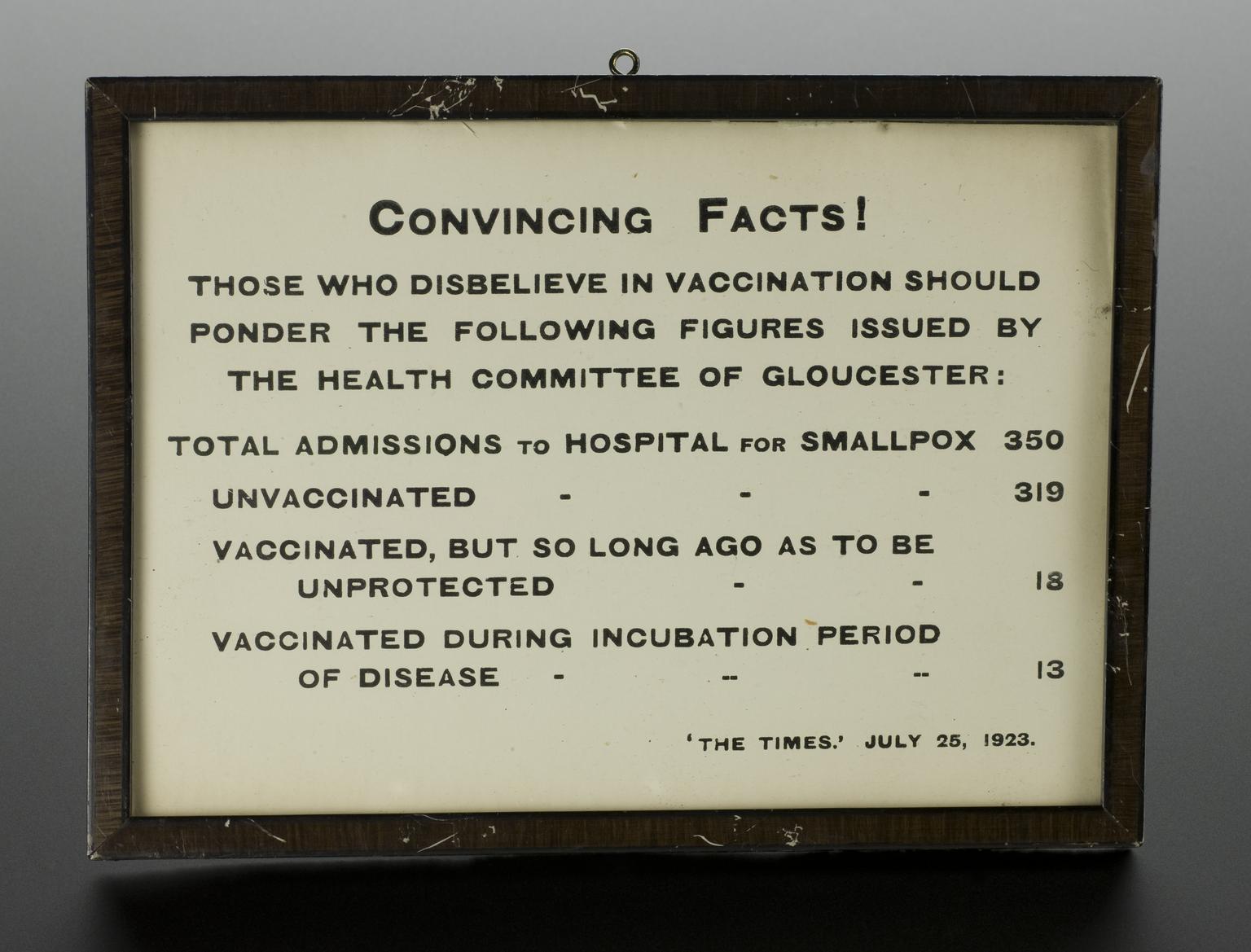 Framed poster advocating vaccination against smallpox