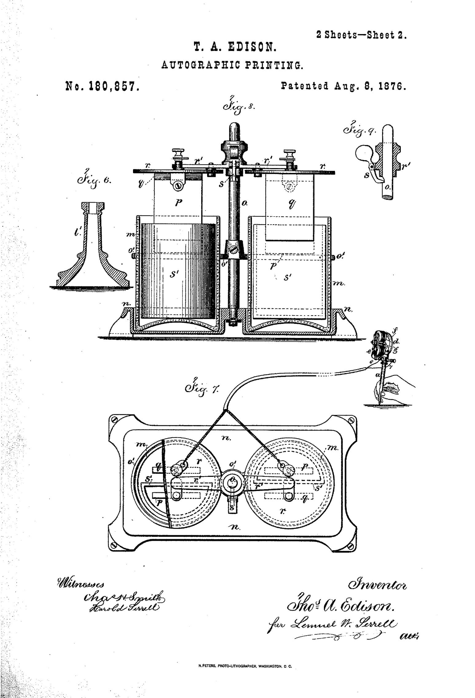 Original model of Edison's patent electric pen, 1875-1876