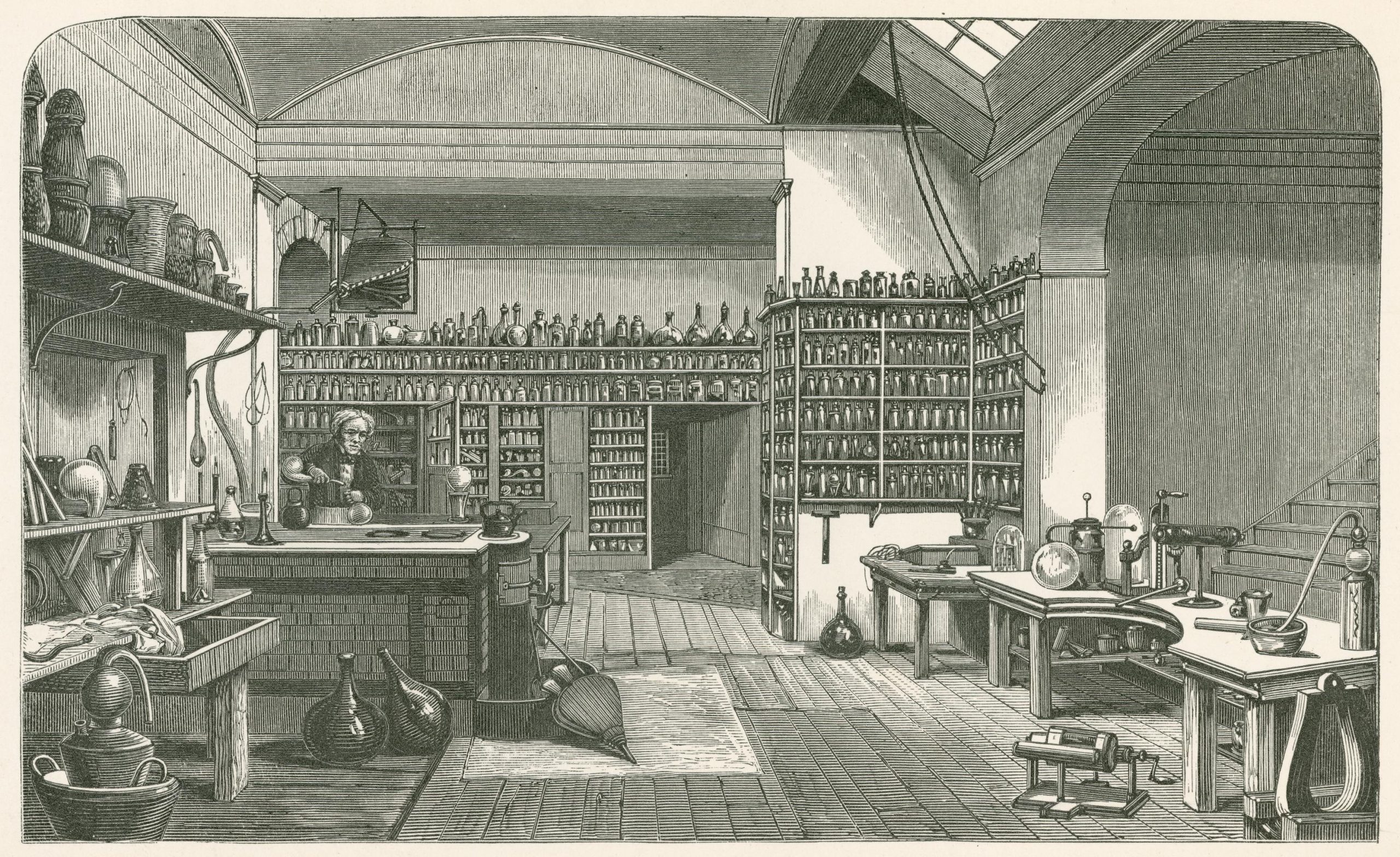 Faraday in his laboratory at the Royal Institution