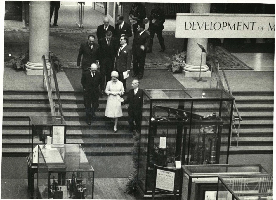 Queen Elizabeth II and The Duke of Edinburgh visit the Science Museum with the President of Pakistan in November 1966.