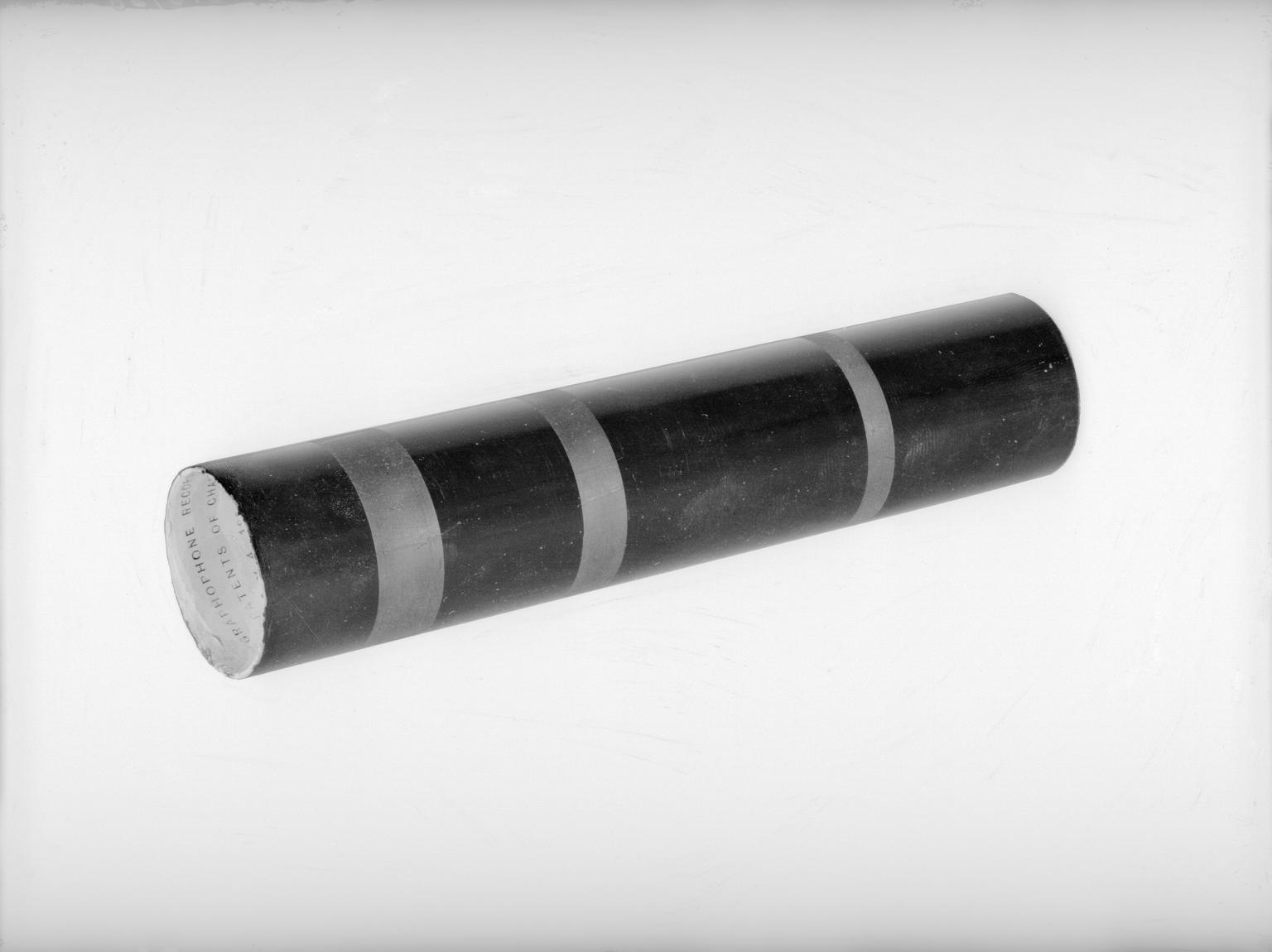 Wax cylinder recording for use with a graphophone, c. 1888.