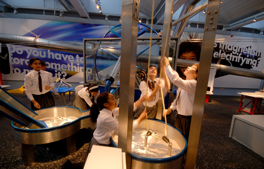 Kids playing with the Big machine