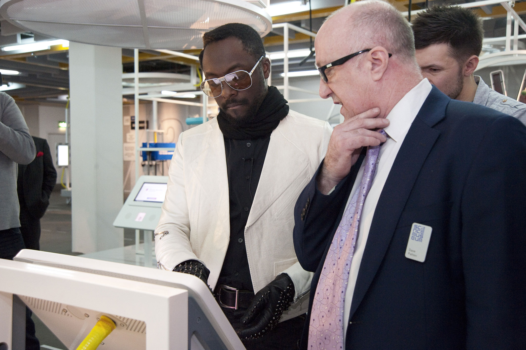 Dave Patten, Head of New Media at the Museum (r) explains how to make music with Google Web Lab