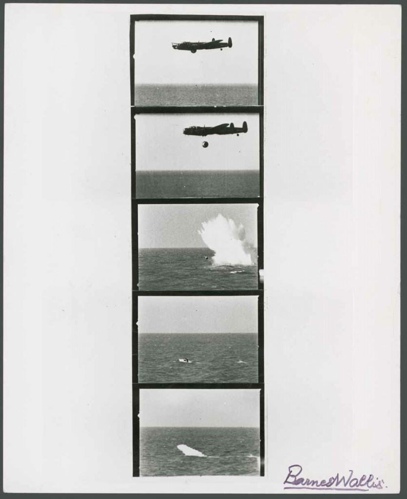 Bouncing bomb trials. Film stills signed by Barnes Wallis.