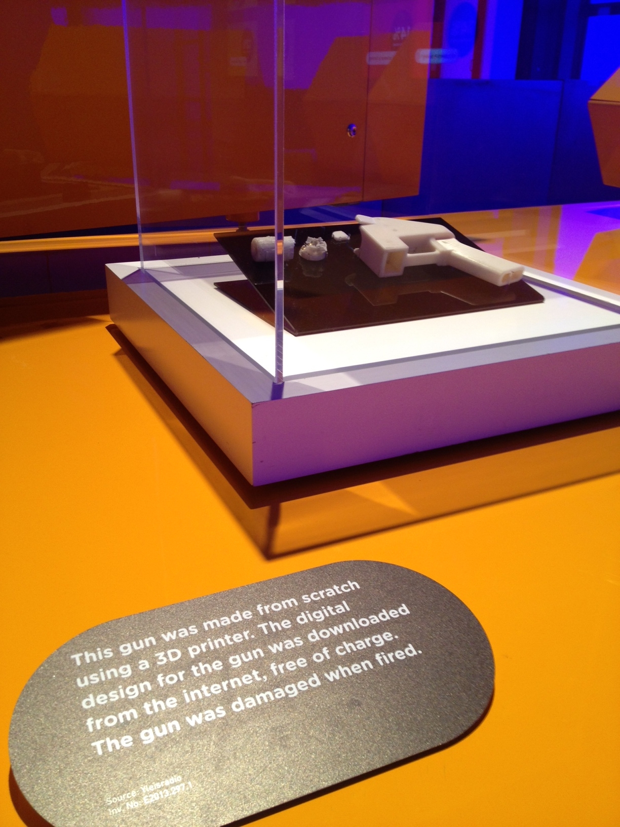 The 3D printed gun, now on display in the Science Museum. Credit: Science Museum