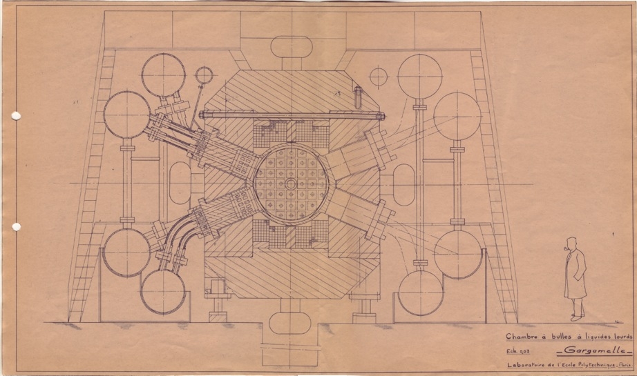 Design drawings for CERN’s Gargamelle bubble chamber. Credit: CERN