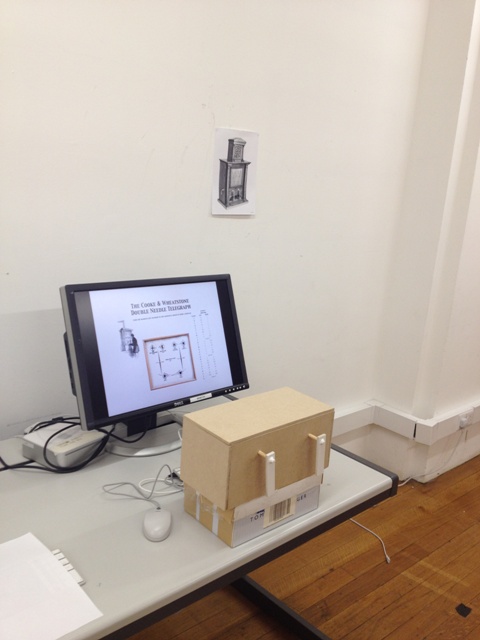 A prototype of an interactive model that represents the Double Needle Telegraph. 
