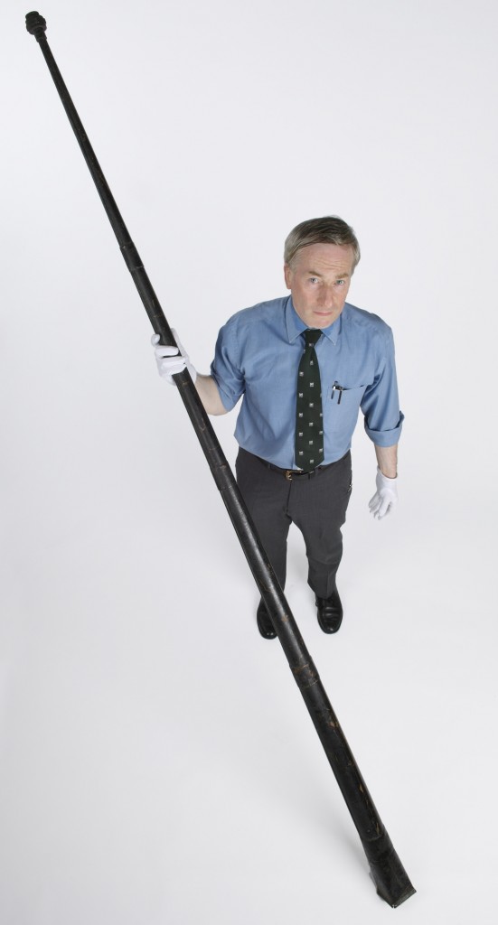 John Liffen holding the only surviving section of the Science Museum’s exponential horn. Credit: Science Museum