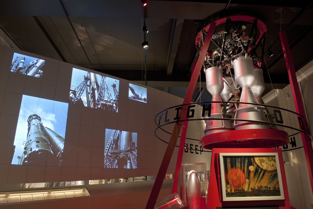 The RD-108 rocket engine at the entrance to the Cosmonauts exhibition. Credit: Science Museum