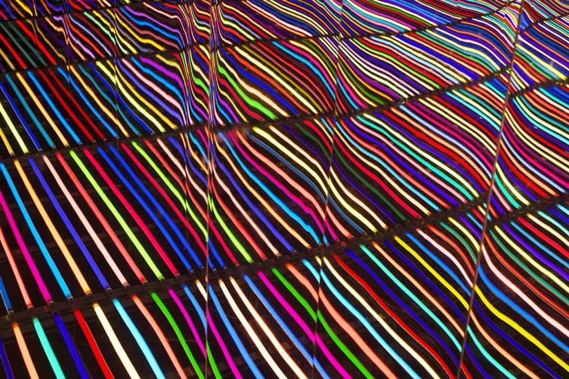 An Additive Mix by Liz West, featured in Light Fantastic at the National Media Museum. Photographer: Stephen Iles. Credit: National Media Museum