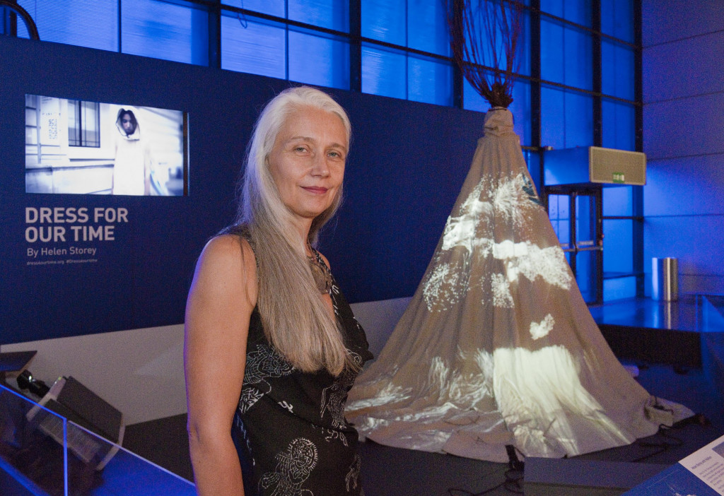 Prof Helen Storey with Dress For Our Time. 