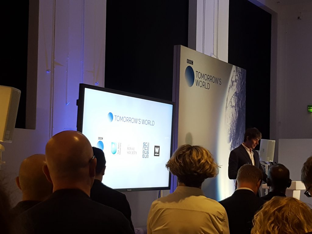 Professor Brian Cox speaking at the press announcement of Tomorrow's World