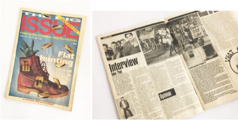 The Big Issue 1993, front and inner page found in the base of a wooden crate ©2017 D. Russell