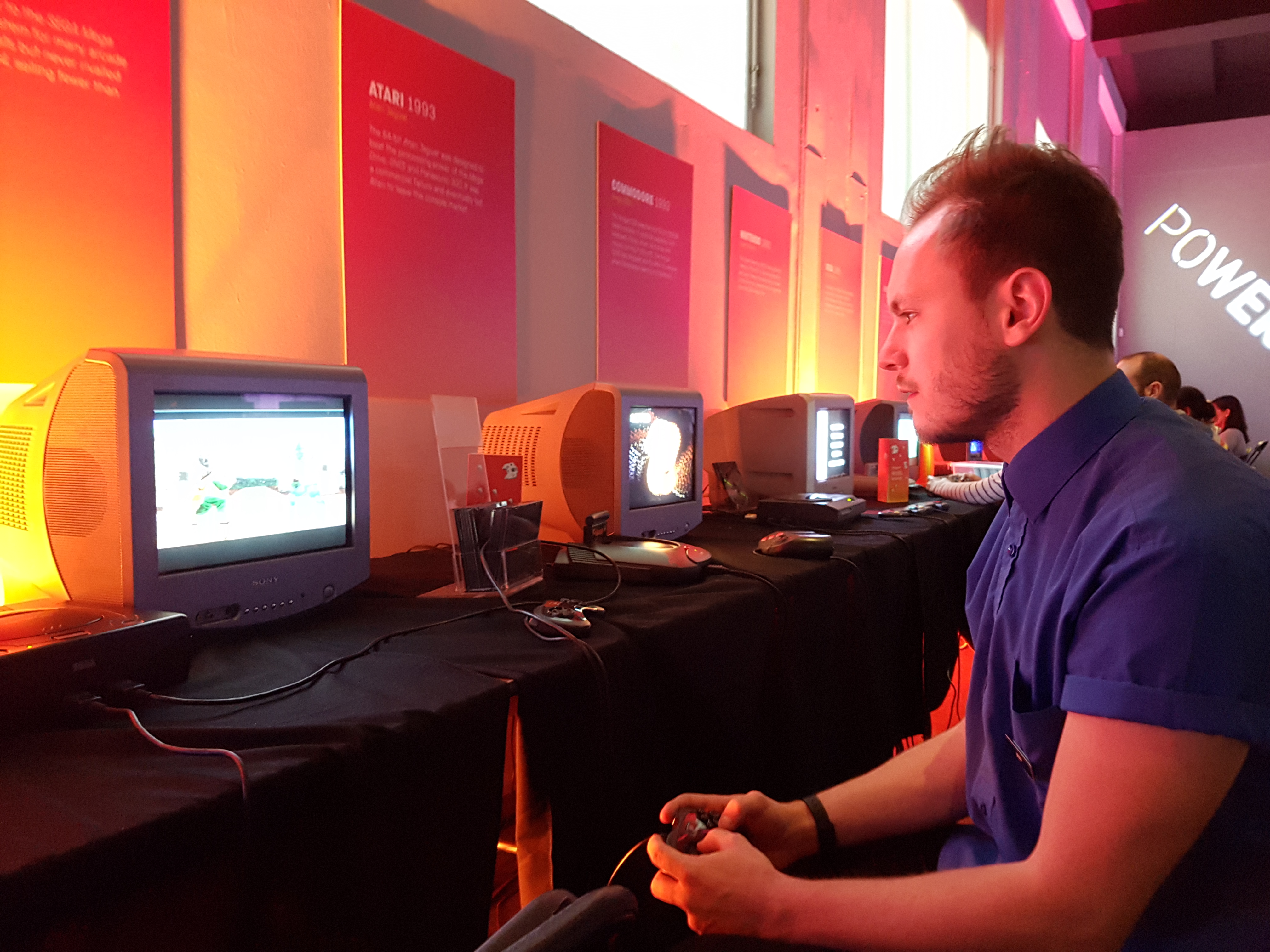 Young man playing video games