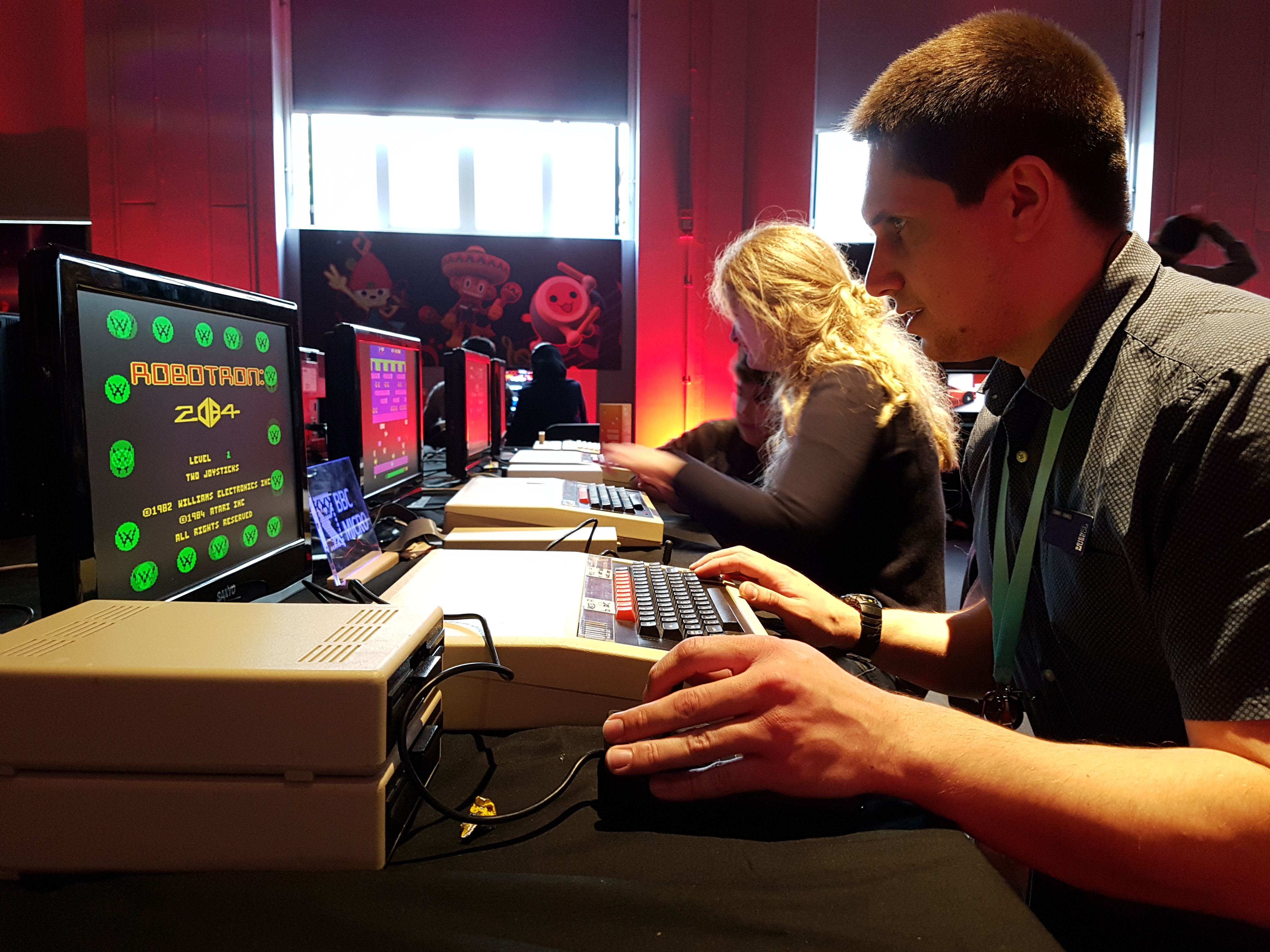 Young man playing video game