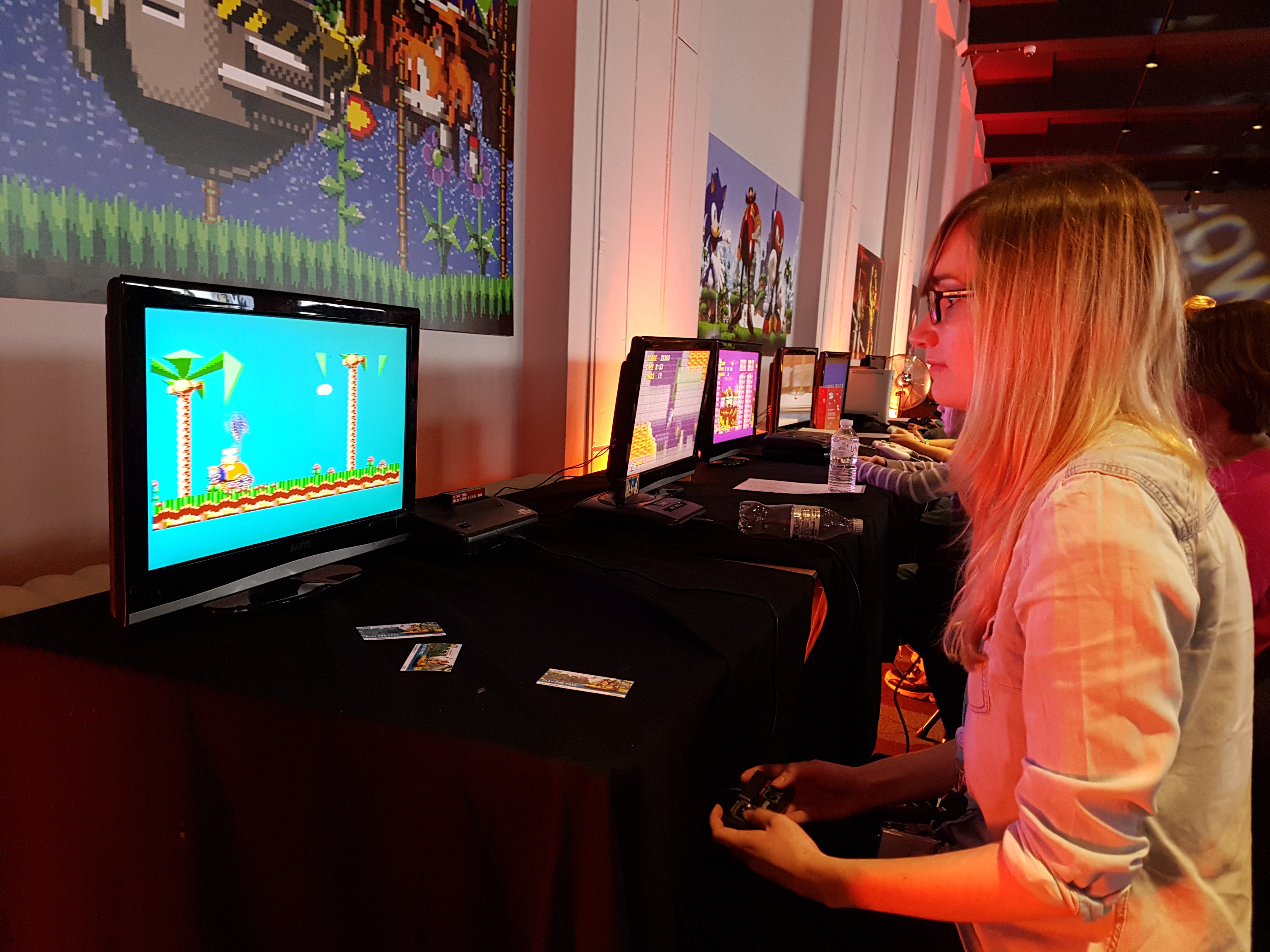 young woman playing video games