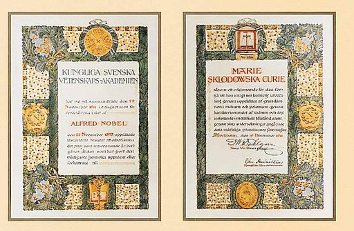 Marie Skłodowska-Curie Nobel Prize Diploma 1911