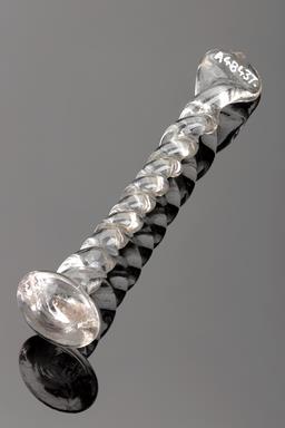 Ornate twisted glass stirring rod, made by the Phoenix Glassworks in Bristol, UK. 