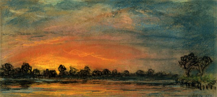 One of a series of sketches by William Ascroft, documenting the meteorological effects of the eruption of Krakatoa, Indonesia, on 27 August 1883. SSPL