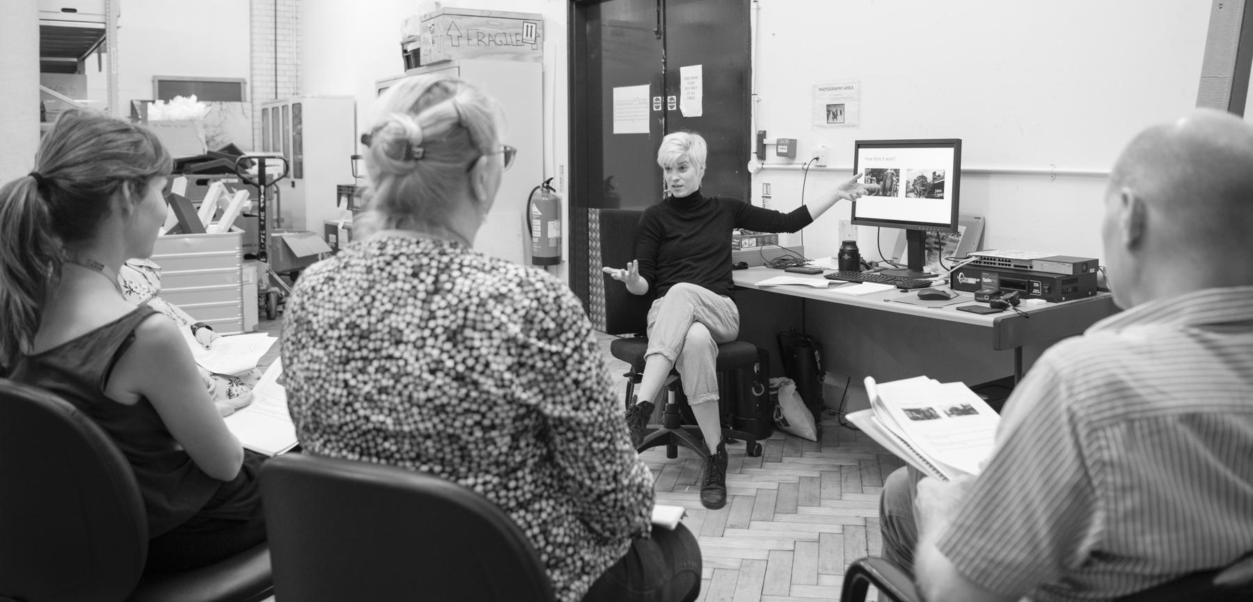 Kira Zumkley discussing the theory behind creating a 3D model using photogrammetry