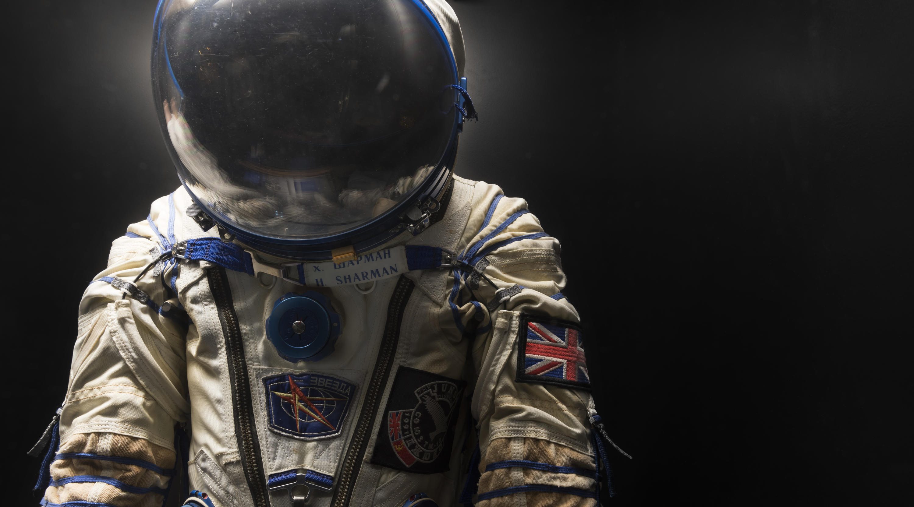 British astronaut Helen Sharman’s Sokol spacesuit, which she wore on her mission to the Mir Space Station in 1991.