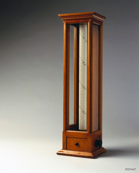 Model of de Chancourtois’ spiral periodic system, 1925. The cylinder can be rotated with a handle. 