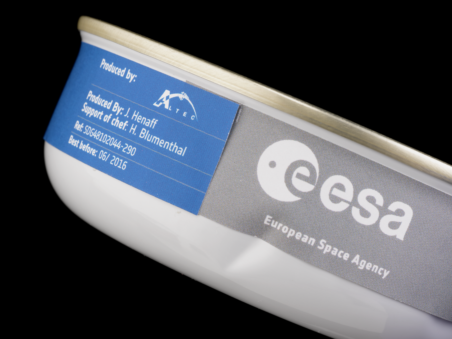 Space food made in collaboration with Heston Blumenthal for Tim Peake's Principia mission to the International Space Station. 