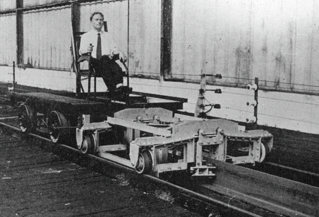 Demonstration of linear induction motor at Swindon works c.1966. Image from Railway Gazette 1967