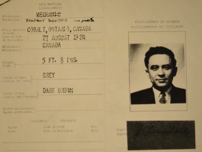 Gordon Lonsdale's false Canadian passport.