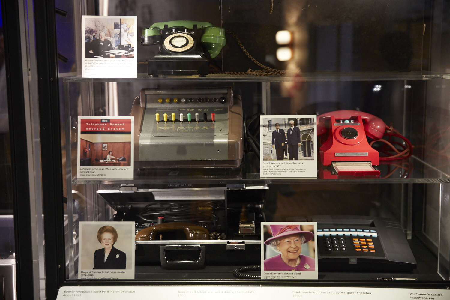 Secure phones display at Top Secret at the Science Museum