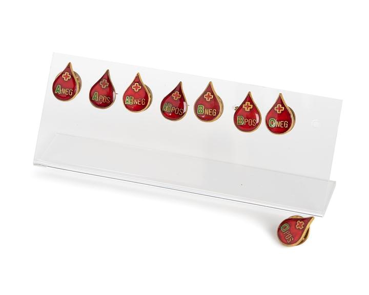 Enamel blood-group identity pins/badges, 1950-1980 © Science Museum Group Collection