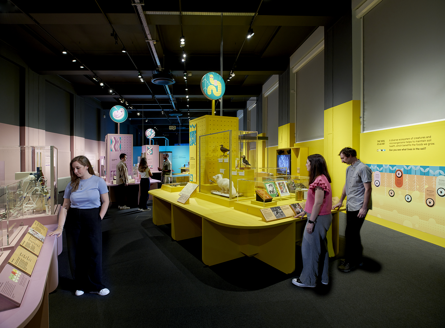 Visitors in the Future of Food exhibition at the Science Museum